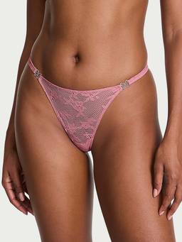 Victoria's Secret - Pink Twinkle Butterfly Lace Thong Panty