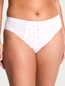 Victoria's Secret - White Stretch Cotton Eyelet High-Leg Brief Panty