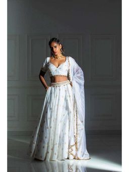 MONK & MEI - Women Phoenix White Lehenga With Blouse And Dupatta