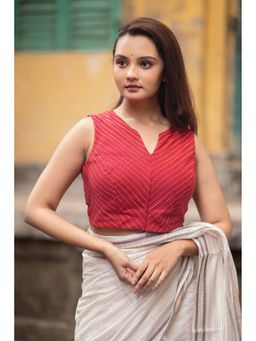 Sutra Art of Clothing - Brick Red Raga Woven Stripes Blouse