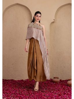 SEW - Women Brown Embroidered Top And Skirt