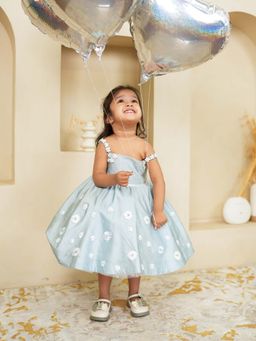 Twirly Tutus - Blue Aster Floral Embellished Dress