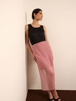 FableStreet - Dusky Pink Organza Midi Skirt
