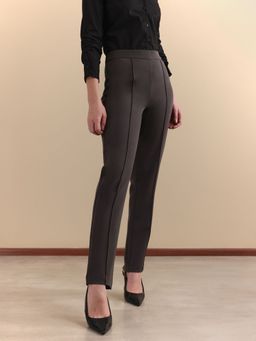 FableStreet - Polyester Pintuck Detail Dark Grey Trouser