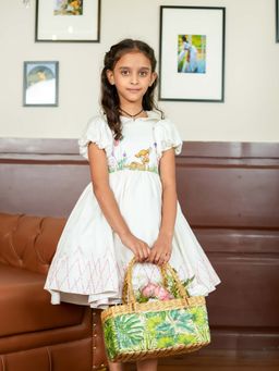 Twirly Tutus - White Jungle Printed Dress