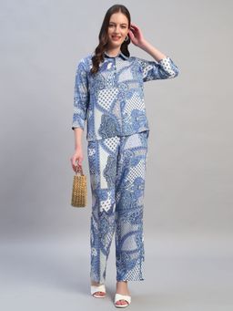 Cantabil - Women Blue Printed Casual Co-Ord Set