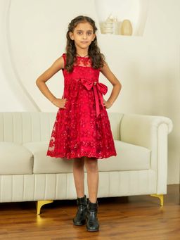 Twirly Tutus - Red Poppy Bloom Embroidered Embellished Dress