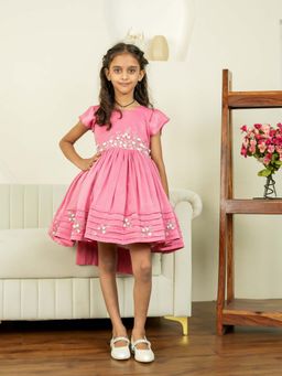 Twirly Tutus - Pink Tulip Floral Embroidered Dress