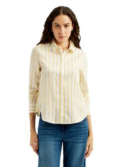 Levi's - Women'S Striped Yellow Spread Collar Shirt