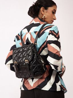 Twenty Dresses by Nykaa Fashion - Black Quilted Casual Backpack