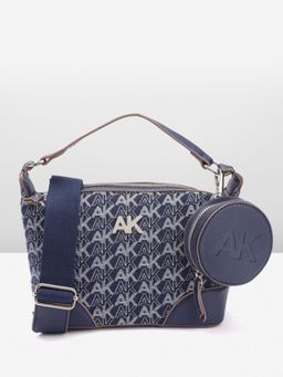 Anne Klein - Blue Printed Sling Bag with Detachable Strap and Pouch (Set of 2)