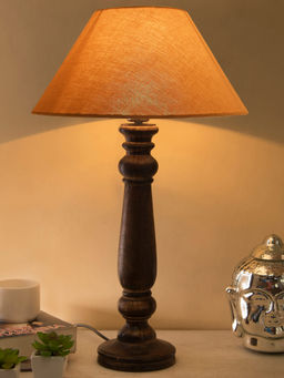 Homesake - Mabel Black Wood Table Lamp Golden Shade