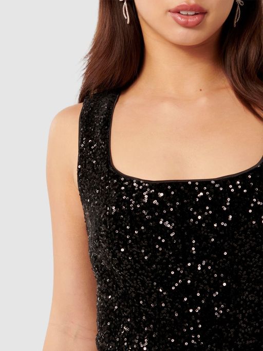 forever new black sequin dress Penelope One Sleeve Sequin Dress - Women's Fashion