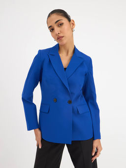 SALT Attire - Dominant Electric Blue Double Breasted Blazer
