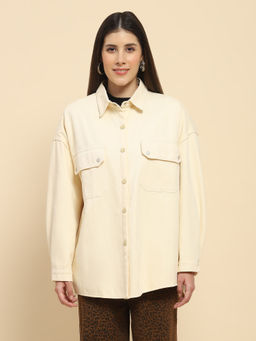 Global Republic - Women Poly Cotton Collar Neck Full Sleeves Oversized Shacket