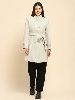 Global Republic - Women Poly Blend Mock Collar Full Sleeves Single Breasted Pea Coat