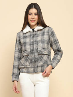 Global Republic - Women Poly Blend Collar Neck Full Sleeves Relaxed Fit Shacket