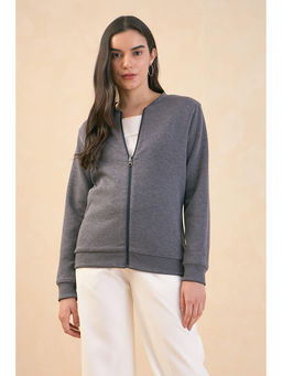 SALT Attire - Gio Round Neckline Reversible Wear Front Zip Fastening Full Length Sleeves Jacket