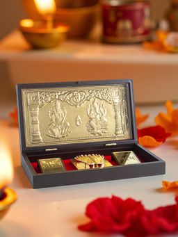 Golden Peacock - Laxmi Ganesh Pooja Box