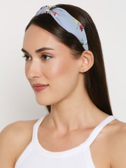 OOMPH - Grey Floral Print Knotted Fashion Hair Band Head Band