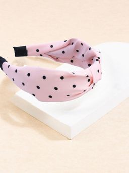 OOMPH - Pink Polka Dots Print Knotted Fashion Hair Band Head Band