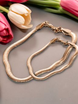 OOMPH - Gold Tone Snake Chain Choker Necklace and Anklet Set