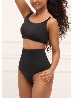 Underneat - Women Seamless Stretchable Tummy Tucker Cheeky Brief Black