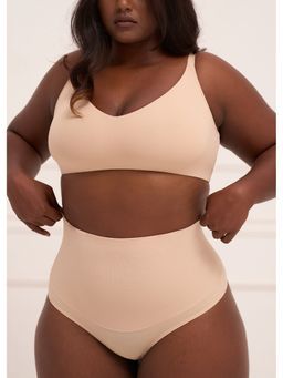 Underneat - Women Seamless Stretchable Tummy Tucker Cheeky Brief Beige