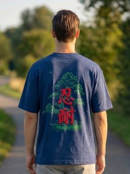 Nobero - Oversized Blue Graphic T-Shirt