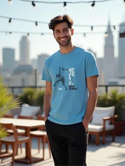 Nobero - Blue Regular Fit T-Shirt