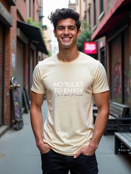 Nobero - Beige Regular Fit T-Shirt