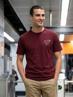 Nobero - Maroon Regular Fit T-Shirt