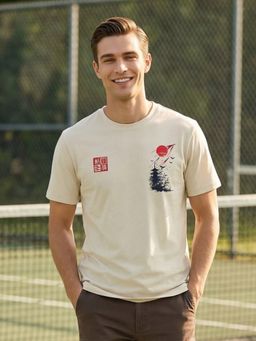Nobero - Beige Regular Fit T-Shirt