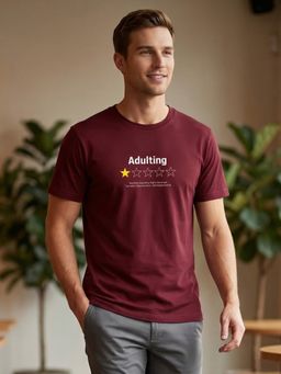 Nobero - Maroon Regular Fit T-Shirt