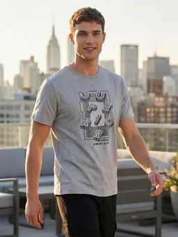 Nobero - Grey Regular Fit T-Shirt