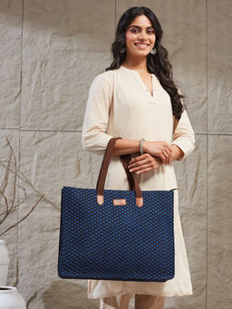 Fabindia - Women Indigo Printed Tote Bag (Free Size)