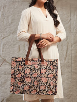 Fabindia - Women Multi-Color Floral Printed Tote Bag (Free Size)