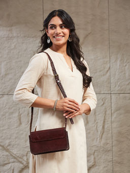 Fabindia - Women Brown Leather Sling Bag (Free Size)