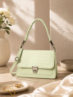 Caprese - Women Los Mint Green Textured Shoulder Bag with Detachable Strap (M)