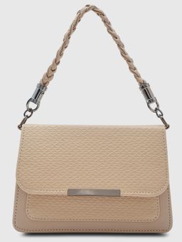 Caprese - Women Pep Beige Baguette Shoulder Bag with Detachable Strap (M)