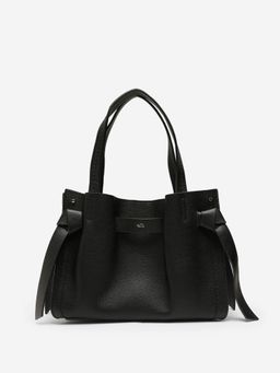 CARPISA ITALIA - Women Felce Black Solid Shoulder Bag with Detachable Strap (M)