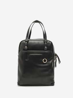CARPISA ITALIA - Women Scilla Black Solid Handbag with Detachable Strap (L)