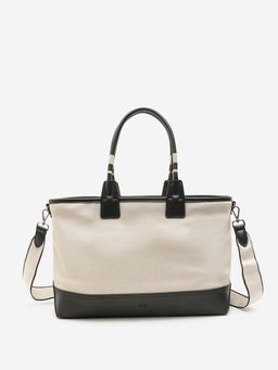 CARPISA ITALIA - Women Gabriela Off White Colorblock Tote Bag with Detachable Strap (L)