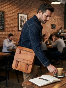 WILDHORN - Men Tan Leather Sling Bag (One Size)
