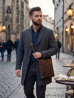 WILDHORN - Men Brown Leather Sling Bag (One Size)