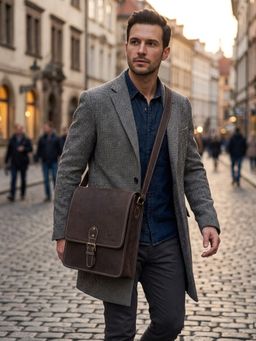 WILDHORN - Men Brown Leather Sling Bag (One Size)