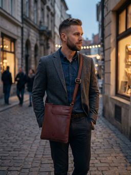 WILDHORN - Men Brown Leather Sling Bag (One Size)