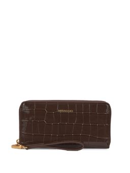 MIRAGGIO - Women Harlow Brown Textured Wristlet Wallet (M)