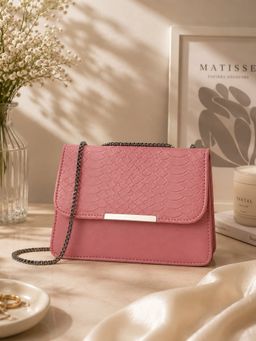 Caprese - Women Martha Pink Textured Sling Bag (M)