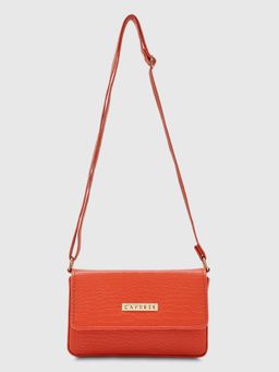 Caprese - Women Comm Orange Textured Sling Bag (M)